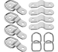 POPETPOP 8pcs Metal D Ring Tie down Anchors with 1/4" Surface Mount Brackets, Trailer and Truck Bed Cargo Lashing Hooks for Secure Load Tie Downs