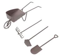 POPETPOP 8Pcs Miniature Garden Tools Set with Rust-Colored Rake and Wheelbarrow, Mini Cart Gardening Accessories for Dollhouse, ’ Succulent Plant Care and Fairy Garden Decoration