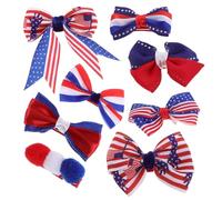 POPETPOP 8pcs Patriotic Hair Ornaments American Flag Hairclips Bow Star-spangled Design Comfortable Wear Versatile Accessory for Women Independence Day Celebration Summer