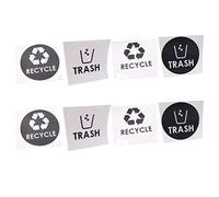 POPETPOP 8pcs Self-Adhesive Trash Can Stickers Set, Black White Waste Sorting Decals for Kitchen and Office, Sturdy Vinyl Labels for Recycling Bin Organization and Environmental Waste