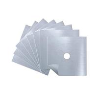 POPETPOP 8pcs Silver Gas Stove Burner Covers, 0.12mm Thickness Reusable Stove Burner Protectors, Gas Range Hob Cleaning Mats for Kitchen Surface Protection