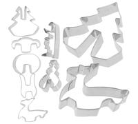 POPETPOP 8Pcs Stainless Steel Christmas Cookie Cutters Set Biscuit Molds for Baking Fondant Dough Craft Clay Safe Xmas Pastry Tools for Adults