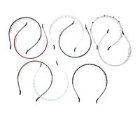 POPETPOP 8pcs Teeth Nonslip Headband with Steel Teeth and Silk Satin Fabric Covered, Simple and Elegant Design Hairband for Sports and Daily Wear Random Color