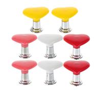 POPETPOP 8pcs Toilet Tank Flush Button Pushers Heart-Shaped Toilet Press Button Aid Handles with 2cm Base Red Yellow White Pink Replacement Water Tank Parts for Bathroom Use