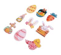 POPETPOP 9pcs Easter Embroidered Appliques Iron-on Patches Cartoon Bunny and Egg Cloth DIY Sewing Decorations for Jackets, Hats, Jeans, Festival Craft Embellishments