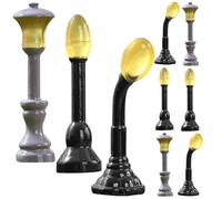 POPETPOP 9Pcs Glow in the Dark Mini Street Lamp Model Set Resin Micro Landscape Scene Decor with Mushroom, Sensor, and Upright Lamp for Dollhouse and Railway Sand Table Accessories