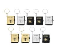 POPETPOP 9pcs Miniature Bible Keychain Set with Gold, Black, and Silver Book Pendants - Religious Christian Key Rings for Baptism, Church Communion, and Daily Use
