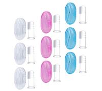 POPETPOP 9pcs Silicone Finger Toothbrush Set for Babies with Gentle Oral Cleaning and Storage Boxes, Finger Toothbrush to Reduce Tartar Buildup, for Teething and Daily Use