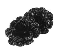 POPETPOP Accessories Lightweight Formal and Wear Attire Style for Bridal for 2pcs Black Floral Brooch Pins Rhinestone Flower Clips with Gentle Hold, Vintage Women Hair