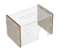 POPETPOP Acrylic Hamster Shelter House with Wooden Frame, Comfortable Small Animal Hideout for Indoor Use, Decorative and Sturdy Hamster Hideaway with Unique Design