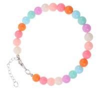 POPETPOP Adjustable Beaded Dog Necklace Collar for Small Dogs with Colorful Abs Beads, Elegant Look and Easy Maintenance, for Birthday and Special Occasions