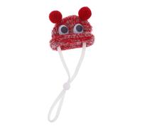 POPETPOP Adjustable Christmas Hat for Small Animals Hand Knitted Hamster Cap Red Cap Quirky Animal Design Pet Lizard Guinea Pig Hat for Winter