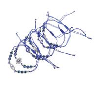 POPETPOP Adjustable Evil Eye Beaded Bracelets with Blue String and Metal Beads for Women 6pcs Scratch-resistant Good Luck Protection Jewelry, for Casual Events and Parties
