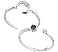 POPETPOP Adjustable Open Simple Style 2pcs in Silver Copper for Women with Design Lightweight and Charming Jewelry for Daily Life and Dances