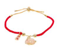 POPETPOP Adjustable Red Rope Bracelet, Woven Rabbit Charm Jewellery with Crystal and Copper, Easy to Wear Thread Bracelet for Friends and Family, Year the Rabbit Gift
