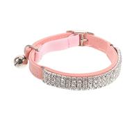 POPETPOP Adjustable Velvet Rhinestone Pet Collar with Bell for Puppies and Kittens, Gentle Comfort, Multi-occasion Use Including Wedding and Photo Sessions, 20-30cm Size, Sparkly Bling