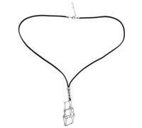 POPETPOP Adjustable Vintage Leather Necklace Cord with Metal Crystal Cage Pendant Holder Skin Friendly Stylish Woven Design for Creative Jewelry Making