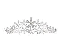 POPETPOP Alloy Bridal Crown Crystals, Wedding Headband Hair Accessory for Bride and Party, Rhinestone Bridal Hair Hoop for Christmas and Holiday Events