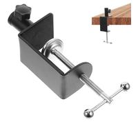 POPETPOP Aluminum Alloy Desk Clamp with Adjustable Screw, C-Shape Retaining Bracket for Table Mounting, Black Iron Base Desktop Suspension Arm Stand for Home and Office Use