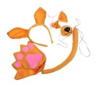 POPETPOP Animal Cosplay Accessory Set with Khaki Cloth Kangaroo Ear Headband and Furry Tail, Convenient to Use and Practical for Halloween and New Years Eve Costume Party Decorations