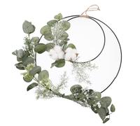 POPETPOP Artificial Cotton Leaf Garland Wreath with Frame Realistic Simulation Wall Hanging Decor for Party and Festival Scene Decorative Pendant for Wedding and Home