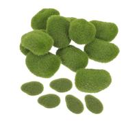POPETPOP Artificial Moss Stones Foam and Flocking Material for Bonsai 20pcs with Vivid Mossy Stone Shape and Potted Flowerpot Decoration for Home and Garden Landscaping