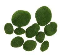 POPETPOP Artificial Moss Stones in Green 10pcs Decorative Foam Rocks Realistic Appearance and Lightweight Design, Featuring 5 Different Sizes Suitable for Fairy Gardens and Terrariums