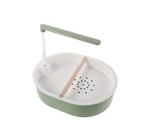 POPETPOP Automatic Parrot Bath Tub with Adjustable 5w USB Pump, 20cm Tube, Beech Wood Perch - Indoor Bird Bath Fountain for Macaw, Budgies, Cockatiels, and Conures