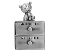 POPETPOP Baby Tooth Box Deciduous Tooth Holder for Boys and Girls Drawer-Style Vintage Pewter Finish Keepsake Storage and Fetal Hair Suitable for Newborns and Toddlers