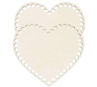 POPETPOP Bag Base for Crochet Basket Bottoms 2pcs with Pre-drilled Holes Wooden Heart Shape Versatile Beige Wood Bases for Basket Weaving and Craft Projects at Home