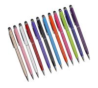 POPETPOP Ballpoint Random Color 12pcs Screen Touch Pen Stylus for Tablets and Natural Writing Feeling with Slim Aluminium Body for Note-taking and Drawing on Capacitive Screens
