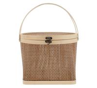 POPETPOP Bamboo Woven Egg Basket with Cover Design Rustic Fresh-style Storage Basket for Holiday Use Elegant and Unique for Mooncake and Packaging