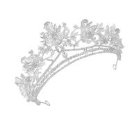 POPETPOP Baroque Crown Tiara Silver Crystal Headband for Women Bridal Prom Pageant Wedding Birthday Party Hair Accessories