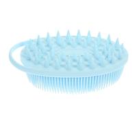 POPETPOP Bath Brush with Hook, Dual-Sided Soft Silicone Sensory Washing and Massaging Scrubber for Body, Light Blue, Suitable for Gentle Bathing and Touch Training