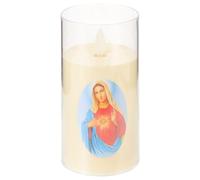POPETPOP Battery Operated Led Prayer Candle Mary Candle with Flickering Flame Effect Flameless Religious for Catholic Devotional Use Indoor Decorative Light