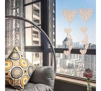 POPETPOP Battery-operated Rattan Heart Shape Wind Chime Hanging Decor with LED Night Light Pendant for Room Decoration and Birthday