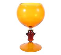 POPETPOP Bear Shaped Wine Glass 12.8 Oz Glass Coupe for Party | Orange Glass, Long Stem Coupe Style, Dishwasher Safe, for Sparkling Water and Home Bars