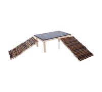 POPETPOP Bearded Dragon Basking Platform Reptile Ramp for Turtle Tanks | Stone Textured Wood Build, Smooth Stand Rounded Edges, Non Slip Climbing for Terrarium Use