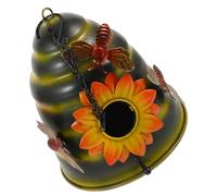 POPETPOP Bee Themed Bird House Nest Hanging Feature Iron Craft Garden Decor Perfect for Birdwatchers