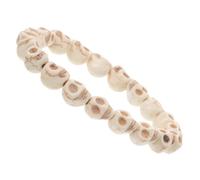 POPETPOP Beige Skull Bracelet for Women and Couples, Stone Material Punk Goth Wristband with Halloween Cosplay Prop, Fashionable and Versatile Skeleton Accessory