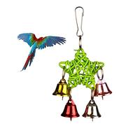 POPETPOP Bird Cage Accessories Parrot Chew Toy Five-Pointed Star Wind Chime Pendant Swing Toy for Cockatiel Budgie Cage Decoration Mixed Colour