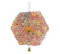 POPETPOP Bird Chew Toys for Parrot Foraging Shredding Hanging Toy Biting Woven Bamboo Brushed Ball Toys For Parrot Macaw African Grey Budgie Parakeet Cockatiels