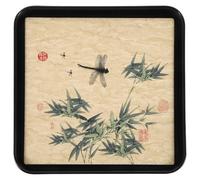 POPETPOP Black Alumina Ore Chinese Gongfu Tea Tray with Practical Design Suitable for Different Tea Brewing Methods Unique Vintage Style Serving Tray for Home Decor