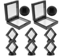 POPETPOP Black Coin Display Frame with Stand, Floating Frame Showcase for Coins and Medals, Abs and Pe Material, Prevents Friction and Collision, Desktop Storage for Collectors