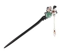 POPETPOP Black Ebony Wood Hair Chopsticks for Women with Dendrobium Jade and Pearl Beads Chinese Style Hair Sticks for Bun