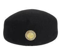 POPETPOP Black Felt Beret Hat for Flight Attendant Cosplay Costume Parties