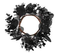 POPETPOP Black Halloween Wreath Decoration Festive Design Creating a Warm and Cozy Atmosphere with Silk Flowers, Long-lasting and Safe Door Hanging for Home and Yard