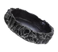 POPETPOP Black Resin Reptile Feeding Bowl for Lizard and Horned Frog, Wear-resistant Water and Food Dish, Comfortable Mealtime Accessory for Feeding Reptiles