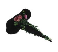 POPETPOP Black Velvet Witch Hat Versatile and Suitable for Extended Wear with Unique Floral Vine Design and Classic Pointed Shape for Women for Halloween Parties and Stage Performances