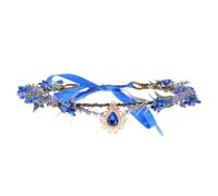 POPETPOP Blue Fairy Flower Crown Headpiece Versatile Prop with Crystal Pendants Complementing V-shaped Flower Crowns and Tiaras Plastic and Resin Material for Weddings and Photography